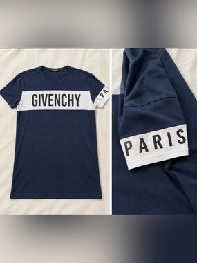 Paris Logo Embroidered Colorblock T-Shirt Colorblock T-Shirt Blue &
